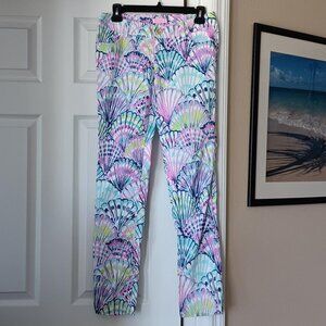 LILY PULITZER Pants Scallop Print of Pinks, Blues, Greens, White Size 0